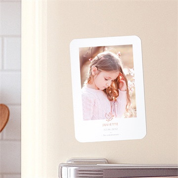 Faire-part communion colombe dorée magnet