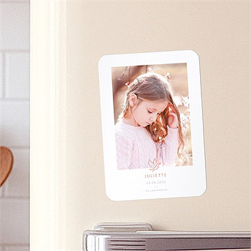 Faire-part communion colombe dorée magnet