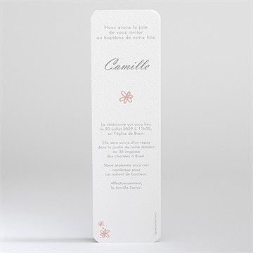 Faire-part de baptême mon petit marque page - Dos du faire-part