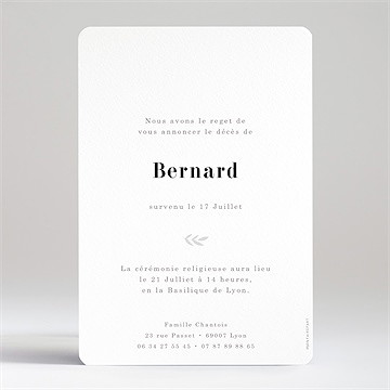 Faire-part décès a son image - Dos du faire-part