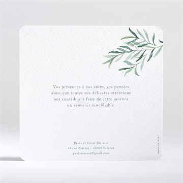 Remerciement mariage semer notre amour - Dos de la carte