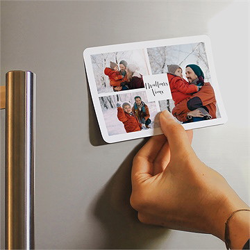 Carte de voeux mosaïque photo magnet - Mise en situation