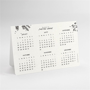 Carte de voeux calendrier chevalet à poser - dos de la carte