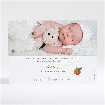 Faire-part naissance petits agrumes - Dos du faire-part