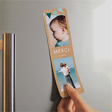 Remerciement baptême farandole de kraft magnet - Mise en situation