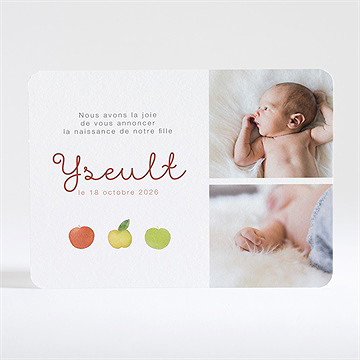Faire-part naissance comme 3 pommes - Dos du faire-part