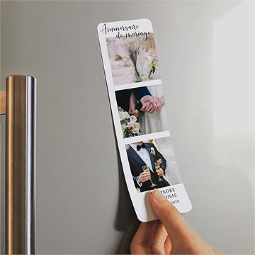 Invitation anniversaire de mariage notre petit marque page magnet - Mise en situation