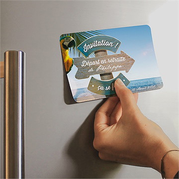 Carte invitation départ à la retraite vacances méritées ! magnet - Mise en situation
