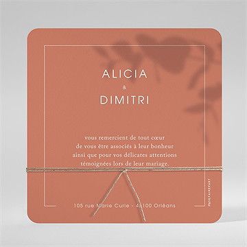 Remerciement mariage coming soon - Dos du remerciement