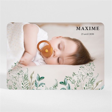 Faire-part naissance sur son couffin d'aquarelle