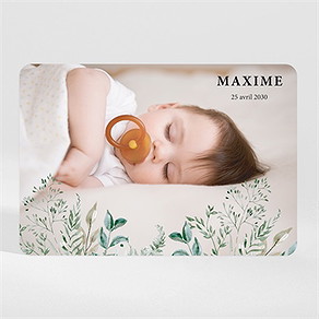 Faire-part naissance sur son couffin d'aquarelle