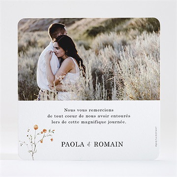 Remerciement mariage complicité - Dos du remerciement