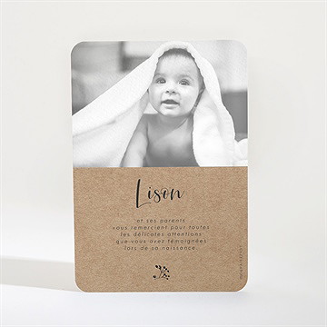 Remerciement naissance tendre secret - Dos de la carte