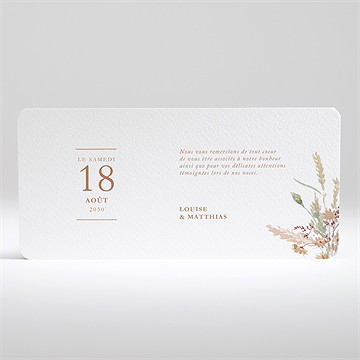 Remerciement mariage douceur estivale - Dos de la carte