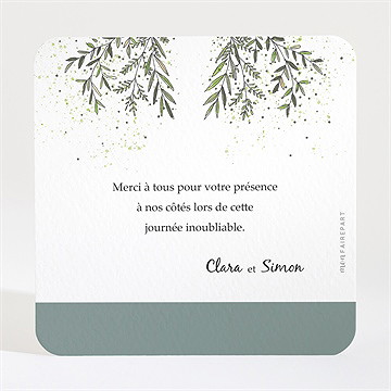 Remerciement mariage champêtre virevoltant - Dos du carton