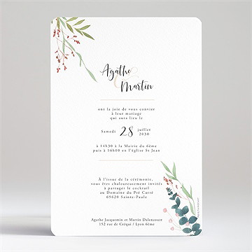 Faire-part mariage bouquet ardent - Dos du faire-part