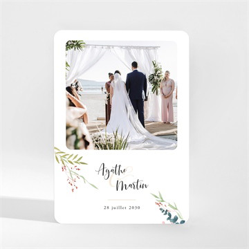 Remerciement mariage bouquet ardent ruban