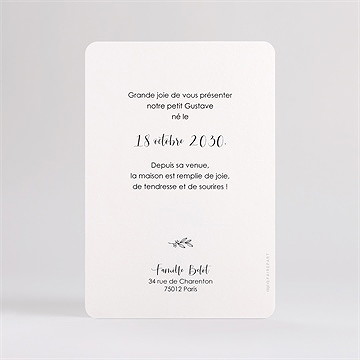 Faire-part naissance jolie touche - Dos du faire-part