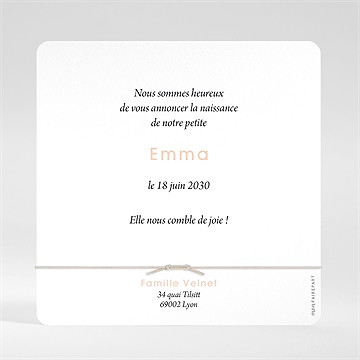 Faire-part naissance be happy - Dos du faire-part