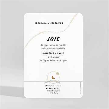 Faire-part de baptême cotillons et serpentins - Dos du faire-part