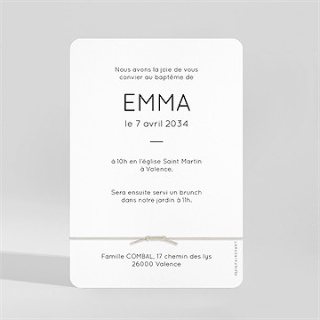 Faire-part de baptême petite chouchou - Dos du faire-part