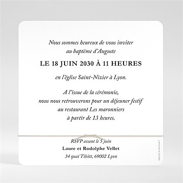 Faire-part de baptême joyeuse colombe - Dos du faire-part