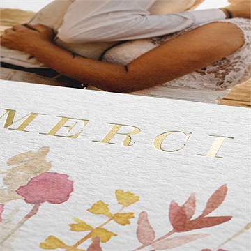 Remerciement mariage incandescent - Marquage à chaud OR