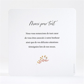 Remerciement mariage incandescent - Dos de la carte