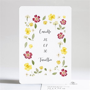 Faire-part mariage aquarelle de fleurs séchées