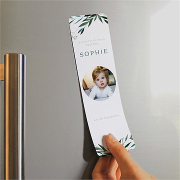 Signet baptême jolie annonce champêtre magnet - Mise en situation