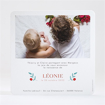 Faire-part naissance gentil coquelicot - Dos de la carte