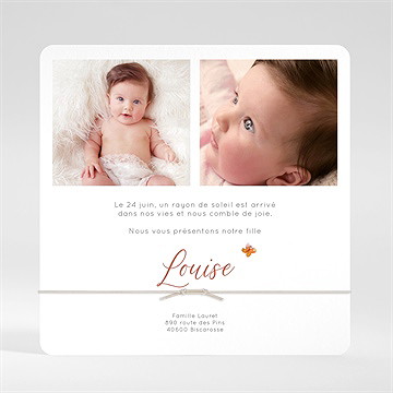 Faire-part naissance joli renard - Dos du faire-part