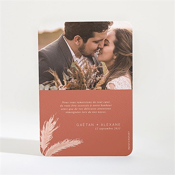 Remerciement mariage terracotta pampa - Dos du remerciement