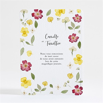 Remerciement mariage aquarelle de fleurs séchées - Dos de la carte