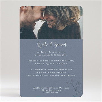 Faire-part mariage dorure sur gravure - Dos du faire-part