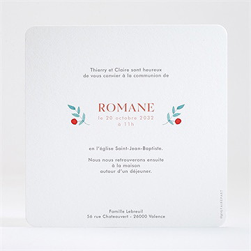 Faire-part communion rêverie - Dos du faire-part