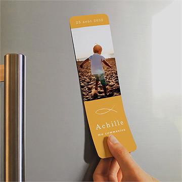 Signet communion jaune et or magnet - Mise en situation