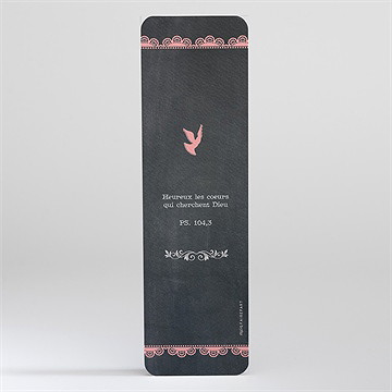 Signet communion dentelle rose - Dos du signet