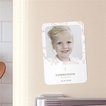 Faire-part communion gravures végétales magnet