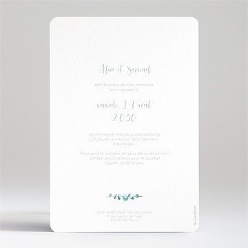 Faire-part mariage tourbillonnant - Dos du faire-part