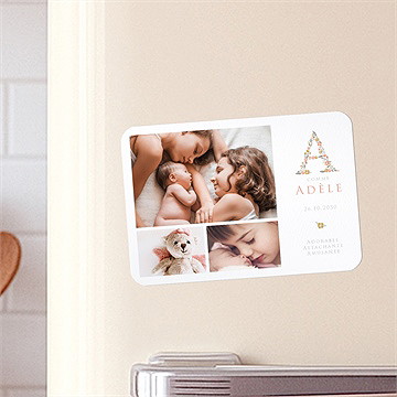 Faire-part naissance belle initiale magnet