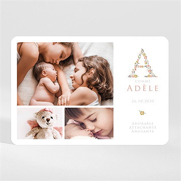 Faire-part naissance belle initiale magnet - Mise en situation