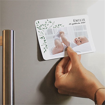 Faire-part naissance coins champêtres magnet - Mise en situation
