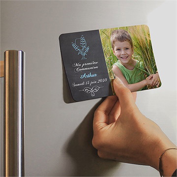 Faire-part communion coupe et épis de blé magnet - Mise en situation