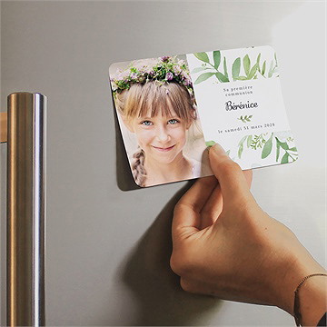 Faire-part communion ornements magnet - Mise en situation