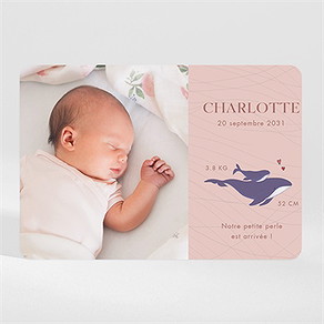 Faire-part naissance jolie baleine magnet