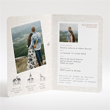 Faire-part mariage notre passeport - Intérieur du faire-part