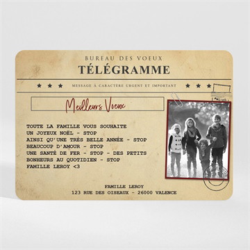 Carte de voeux télégramme belle année