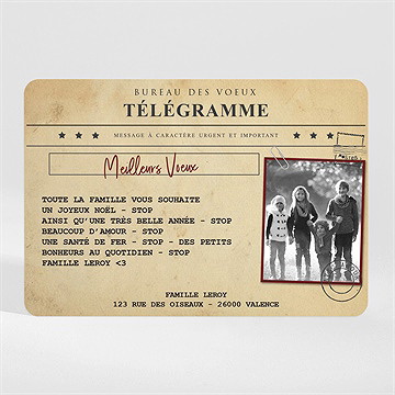 Carte de voeux télégramme belle année