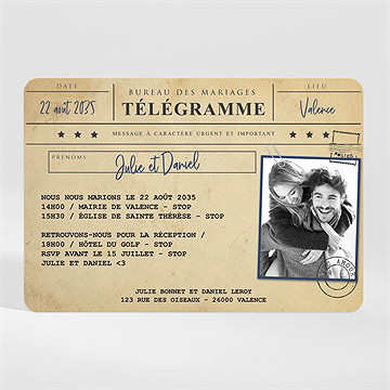 Faire-part mariage notre télégramme - Mise en situation